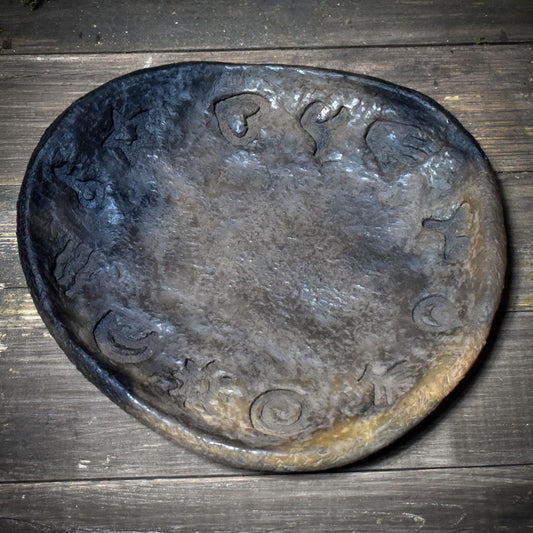 Räucherteller Jul – Gabenschale mit archaischen Symbolen des Jahreskreises - heidnische Weihnachten - Art.Nr.:JUL003