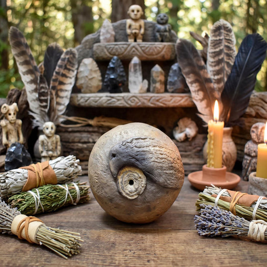 verschiedene Krafttier Handrasseln Keramik Schamanische Ritualrassel Tiergeist Altar Meditation Klangobjekt KRA001