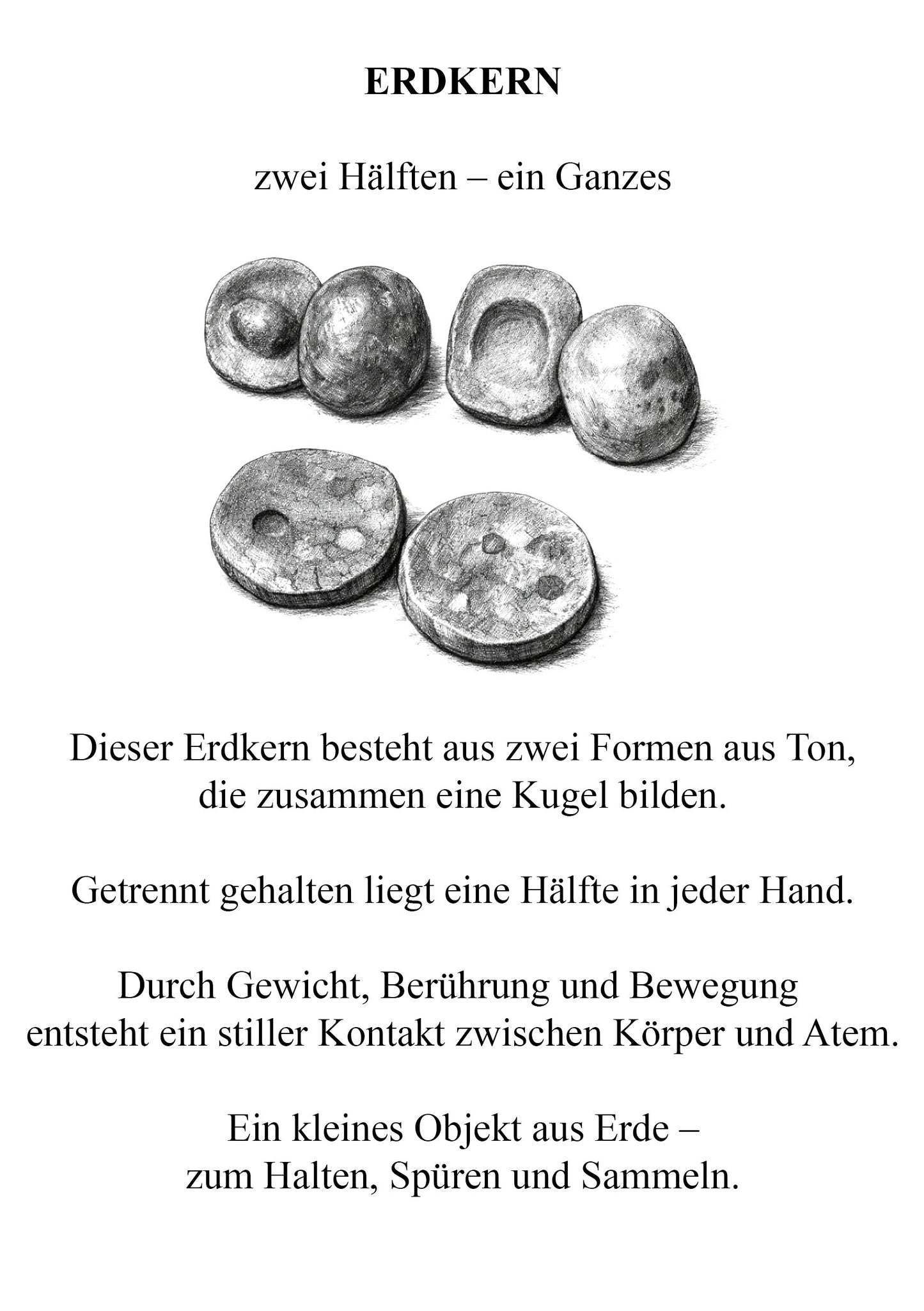 Erdkern aus Rauchbrandton – zweiteiliger Handstein für Selbstregulation, Erdung & achtsame Berührung ERK001