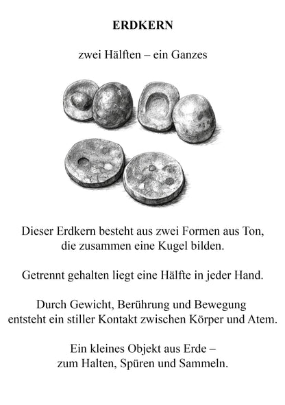 Erdkern aus Rauchbrandton – zweiteiliger Handstein für Selbstregulation, Erdung & achtsame Berührung ERK001