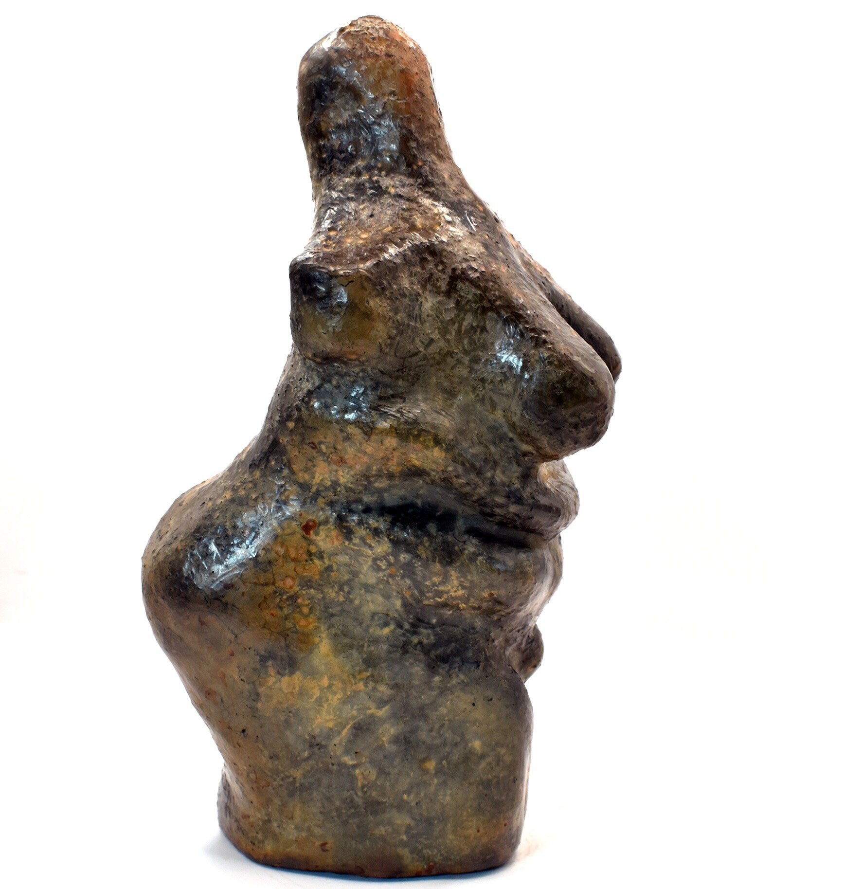 prähistorisch inspirierte Venus Skulptur - Spirituelle Dekoration aus Ton im Rauchbrand vollendet - individuelles Wohnambiente