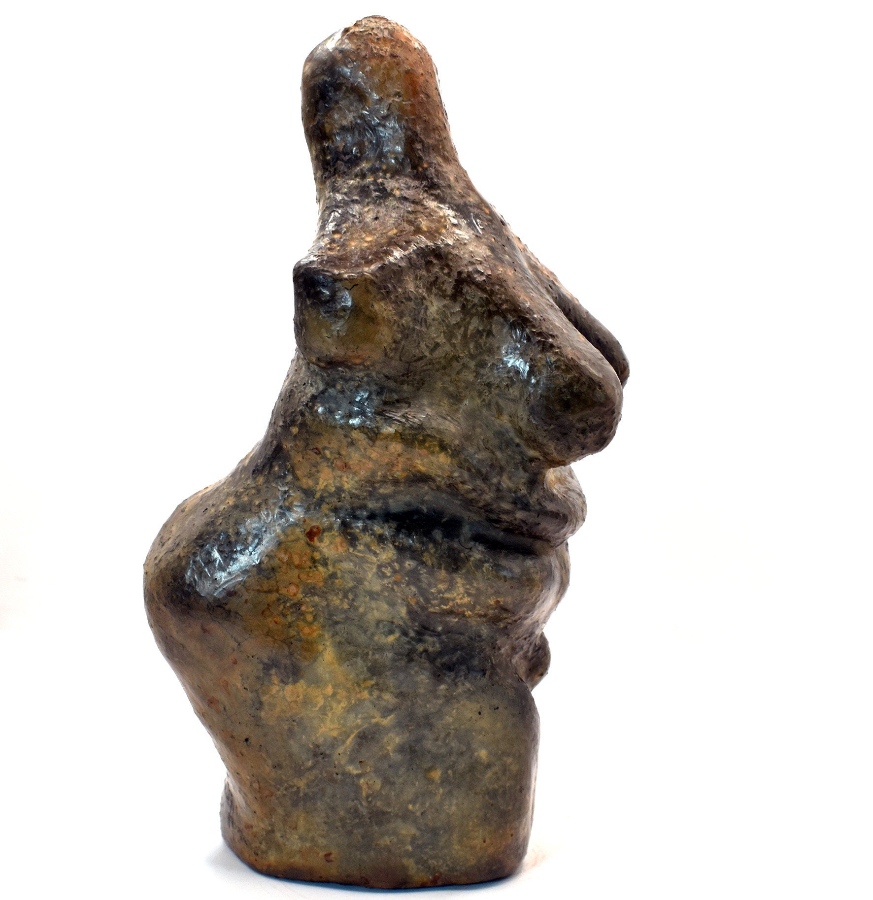 prähistorisch inspirierte Venus Skulptur - Spirituelle Dekoration aus Ton im Rauchbrand vollendet - individuelles Wohnambiente