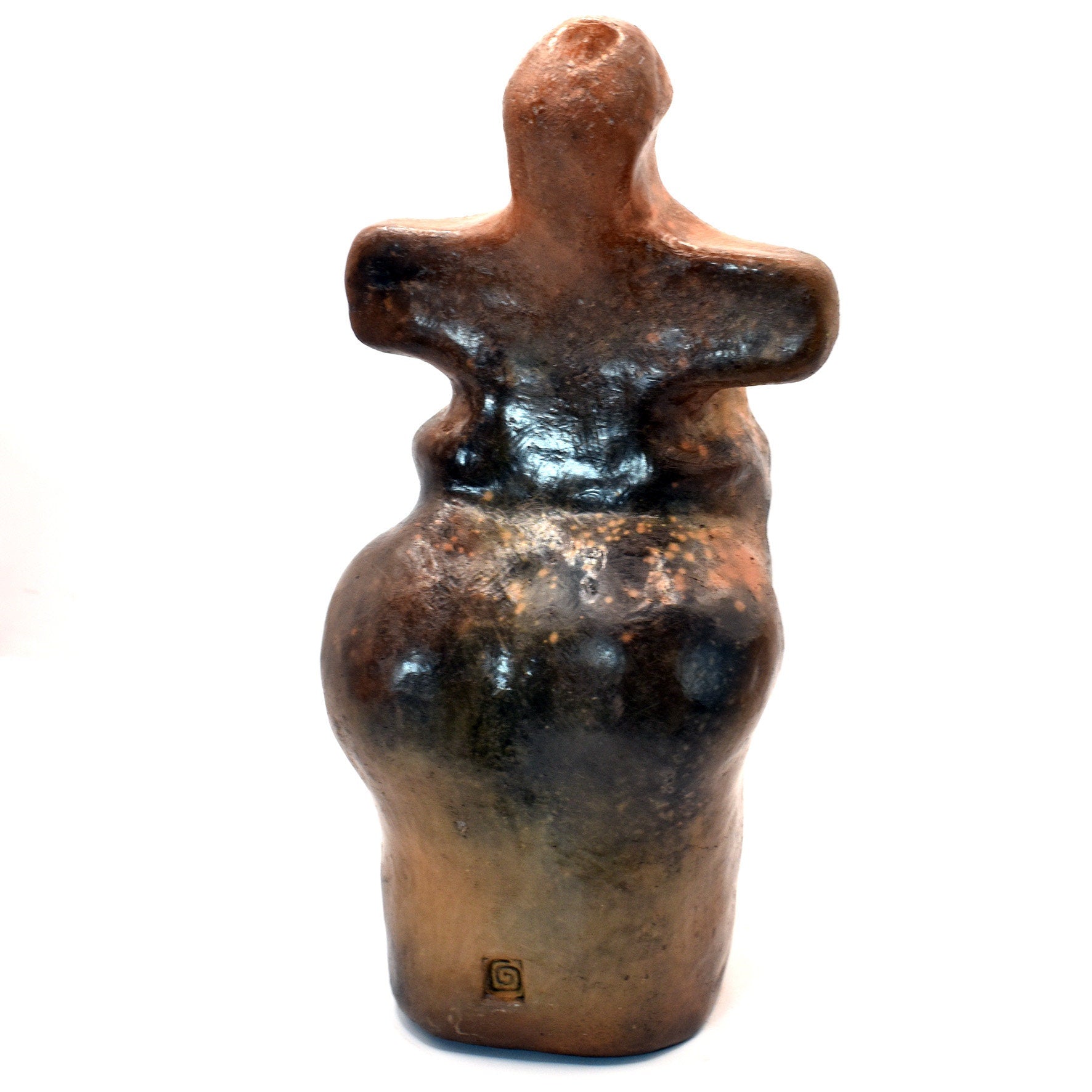 Handgefertigte Venus Statue aus Ton – Rauchbrandkunstwerk symbolisierend das Matriarchat und die Fruchtbarkeit und Schwangerschaft