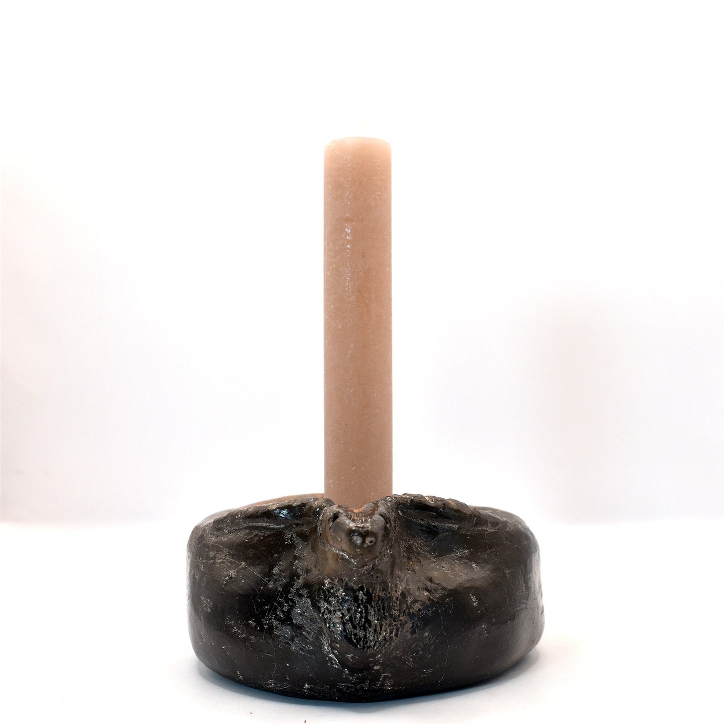 Handgefertigter Antilopen-Kerzenständer aus Ton - im Rauchbrand veredelt – Spirituelle Schamanismus Symbolik