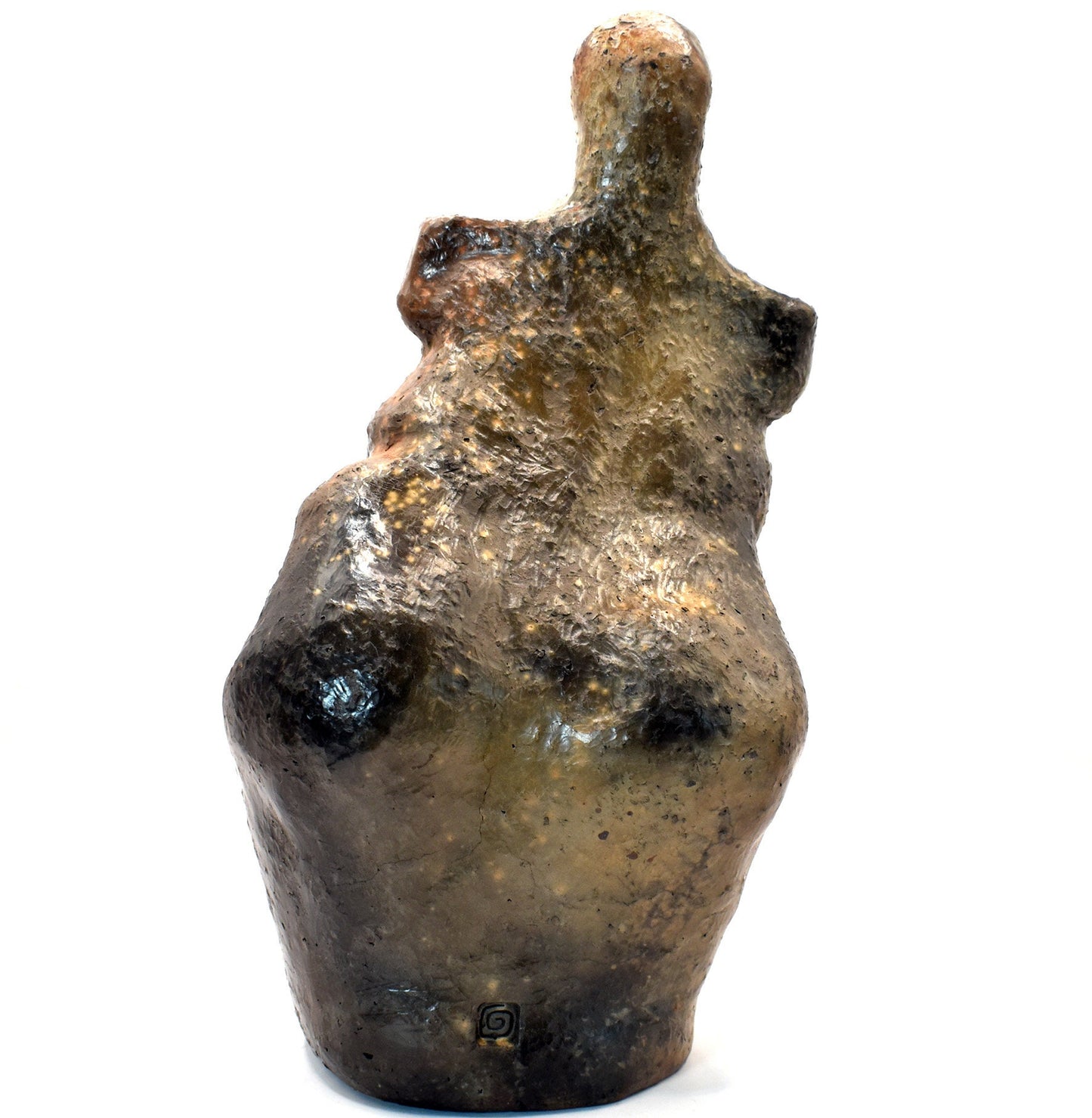 prähistorisch inspirierte Venus Skulptur - Spirituelle Dekoration aus Ton im Rauchbrand vollendet - individuelles Wohnambiente