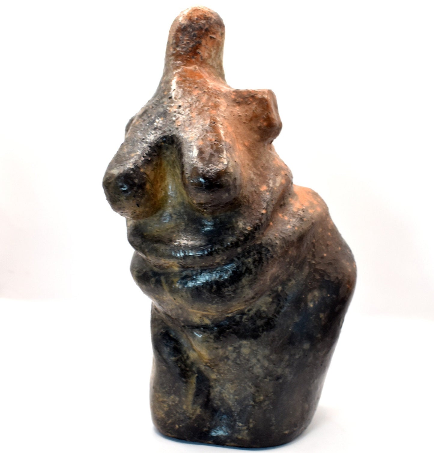 prähistorisch inspirierte Venus Skulptur - Spirituelle Dekoration aus Ton im Rauchbrand vollendet - individuelles Wohnambiente