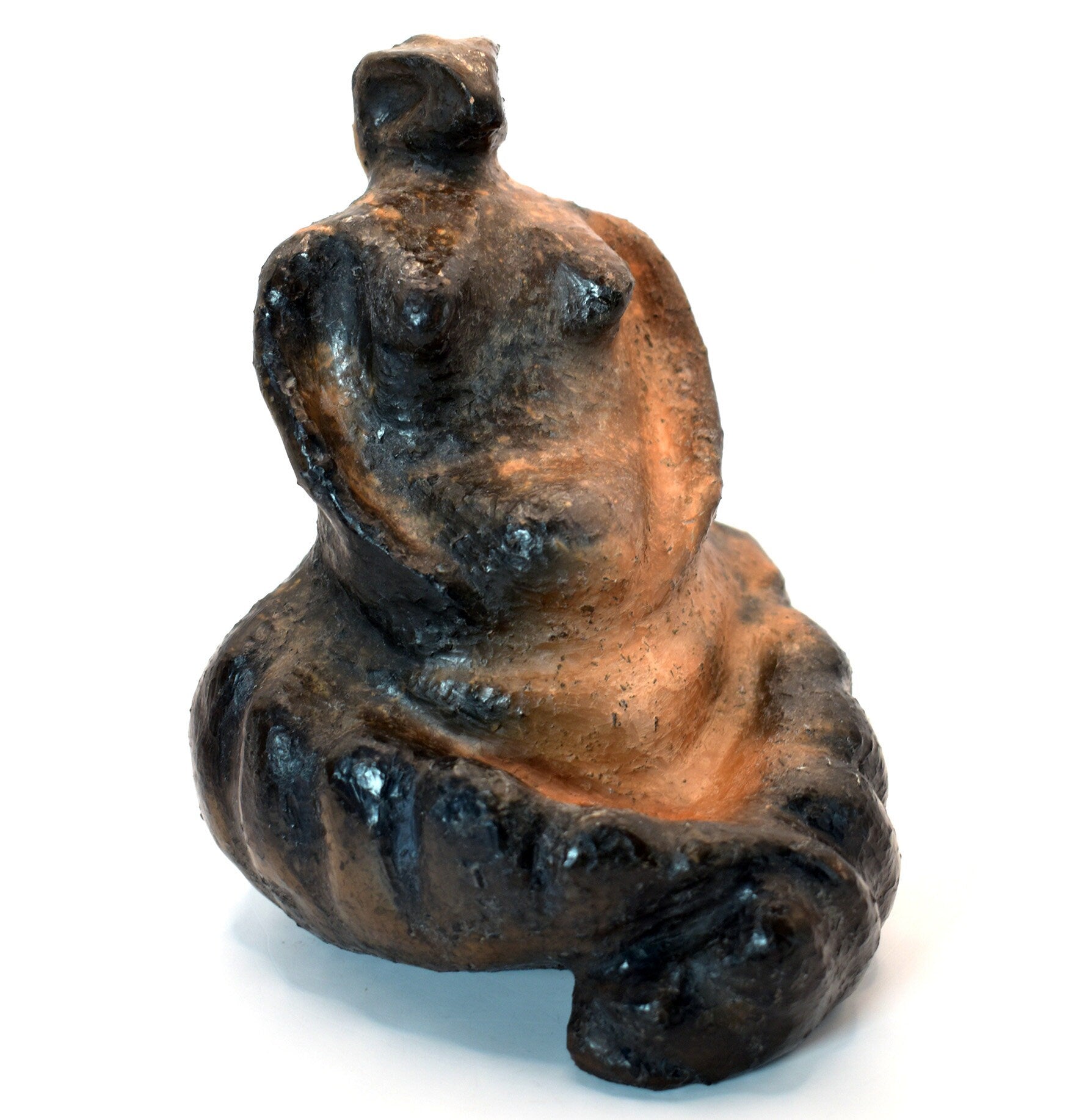 Handgefertigte Ton Skulptur der Schlangengöttin - Traditionelles Kunstwerk Symbol für Weisheit und Transformation