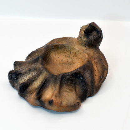 Räucherschale Schamanische Krafttier Eule - handgefertigt aus Ton für deinen Altar - im Rauchbrand vollendet