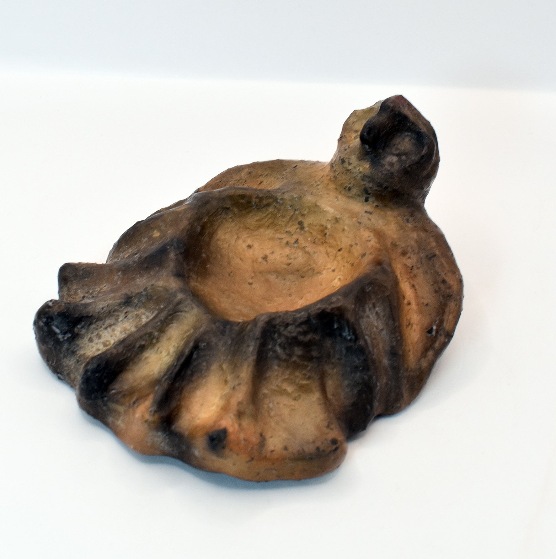 Räucherschale Schamanische Krafttier Eule - handgefertigt aus Ton für deinen Altar - im Rauchbrand vollendet