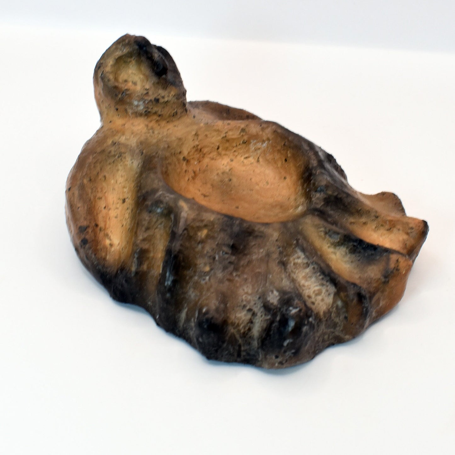 Räucherschale Schamanische Krafttier Eule - handgefertigt aus Ton für deinen Altar - im Rauchbrand vollendet