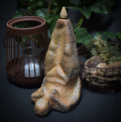 Rückfluss Räucherkegelhalter Sarvangasana Statue - aus Ton - im Rauchbrand gefärbt - Perfektes Geschenk für Yogis