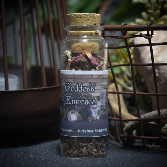 Goddess Embrace – Eine Räuchermischung, die dich in die Arme der Göttin nimmt - 30ml Glas mit Korken