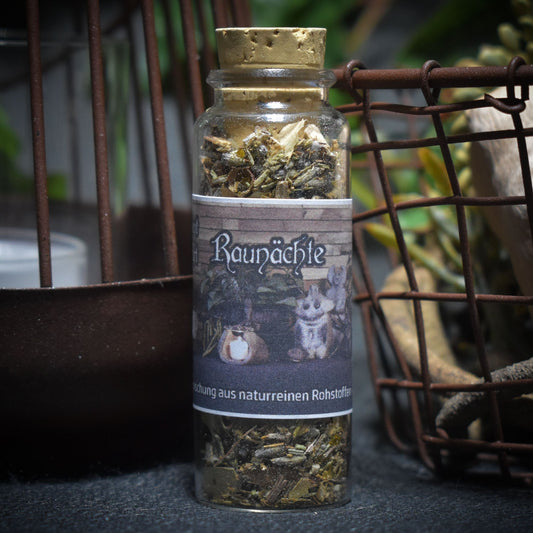 Naturreine Räuchermischung für Raunächte - 30ml Glas mit Korken - Perfekt für Meditationszubehör & Rituale - Art.Nr.: RMA001
