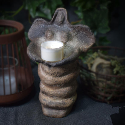 Handgefertigte Bienengöttin Keramik - Teelichthalter & Räucherstäbchenhalter - Traditionell Gebrannter Ton