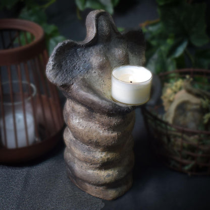 Handgefertigte Bienengöttin Keramik - Teelichthalter & Räucherstäbchenhalter - Traditionell Gebrannter Ton