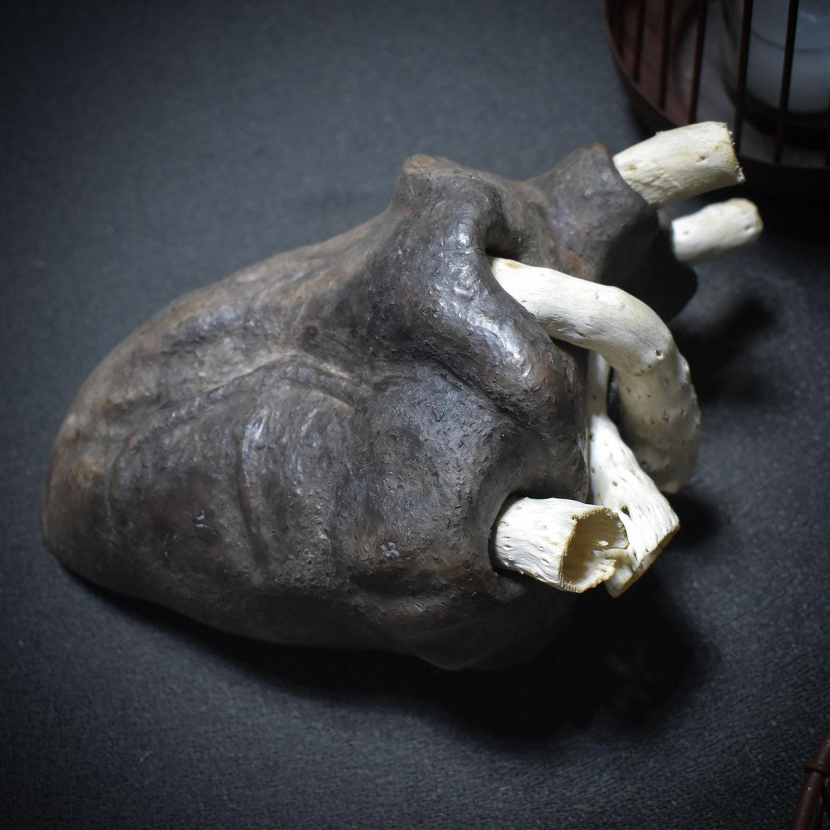 Anatomisches Herz aus Ton & Holz, Herzskulptur Unikat, Spirituelle Kunst, Symbol für Lebenskraft und Heilung, Handgeformte Herzfigur SKU024