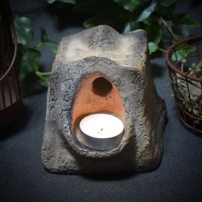 Portal ins Licht - handgefertigter Teelichthalter aus traditioneller Rauchbrandkunst - Art.Nr.: TKH008