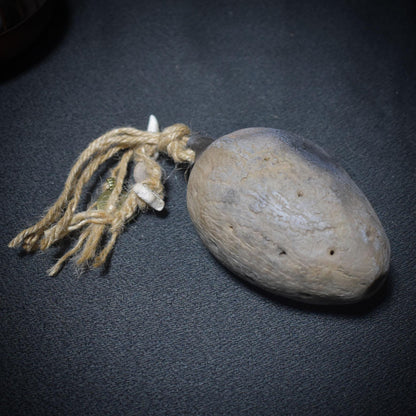 Schamanische Handrassel mit Türkis-Stoßzahn und Bärentatze – Klang, der die Seele berührt - Art.Nr.: SRA026