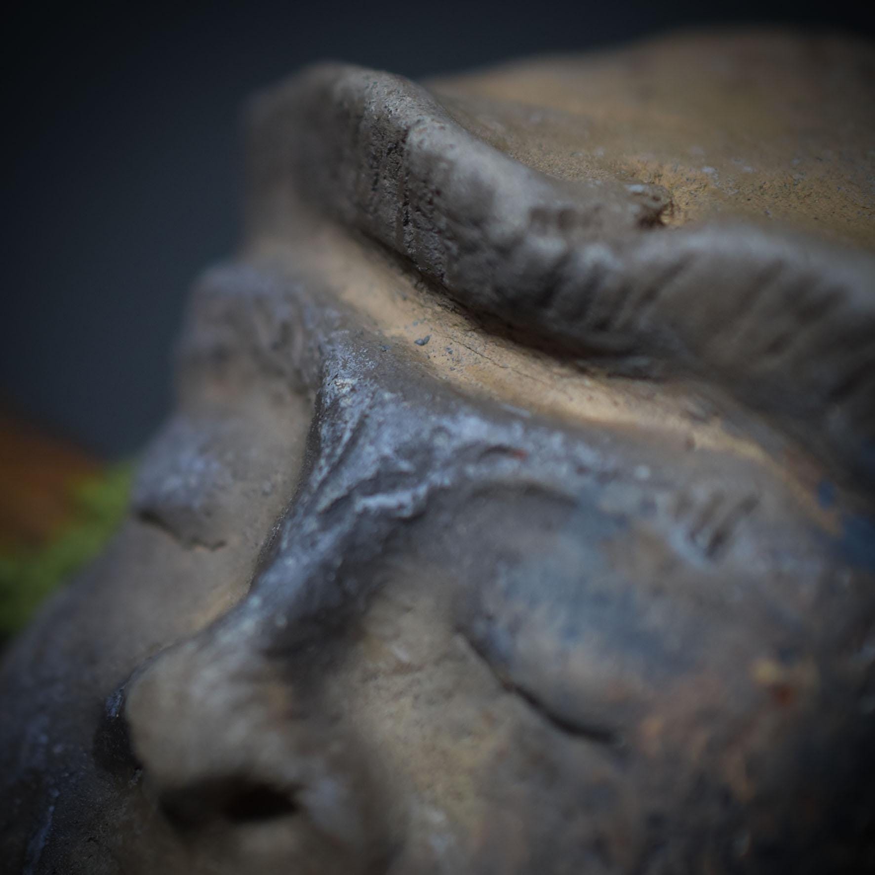 Waldgeist in Pilzform – aus traditionell gebranntem Ton auf Wurzelholz - gebrannt im Rauchfeuer