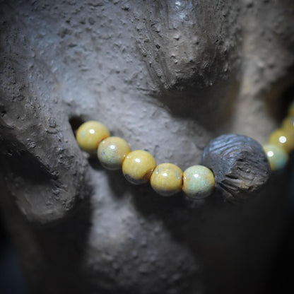 Pilzgöttin – Archaische Göttin in Pilzform mit Pfifferlingskette - im Rauchbrand geboren - Art.Nr.: SKU108