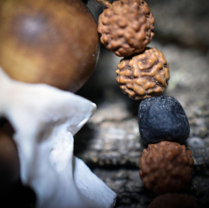 Spezialkollektion - Schamanisches Amulett mit Wirbelknochen, Bodhiperlen & Holz – Dein natürlicher Kraftanhänger