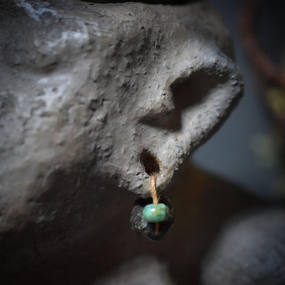 Büste Indigene Frau aus Ton, Altar Skulptur mit Bambusachat Schale, Spirituelle Keramik Kunst, Unikat handgeformt, Ahnen Deko Figur SKU097