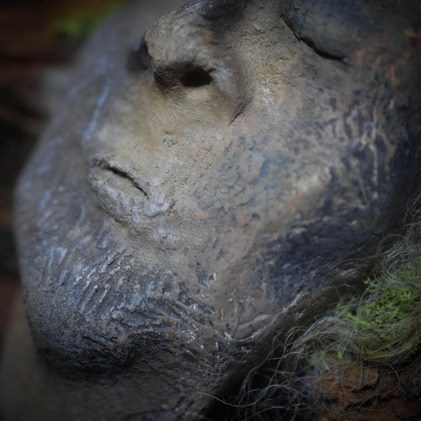 Waldgeist in Pilzform – aus traditionell gebranntem Ton auf Wurzelholz - gebrannt im Rauchfeuer