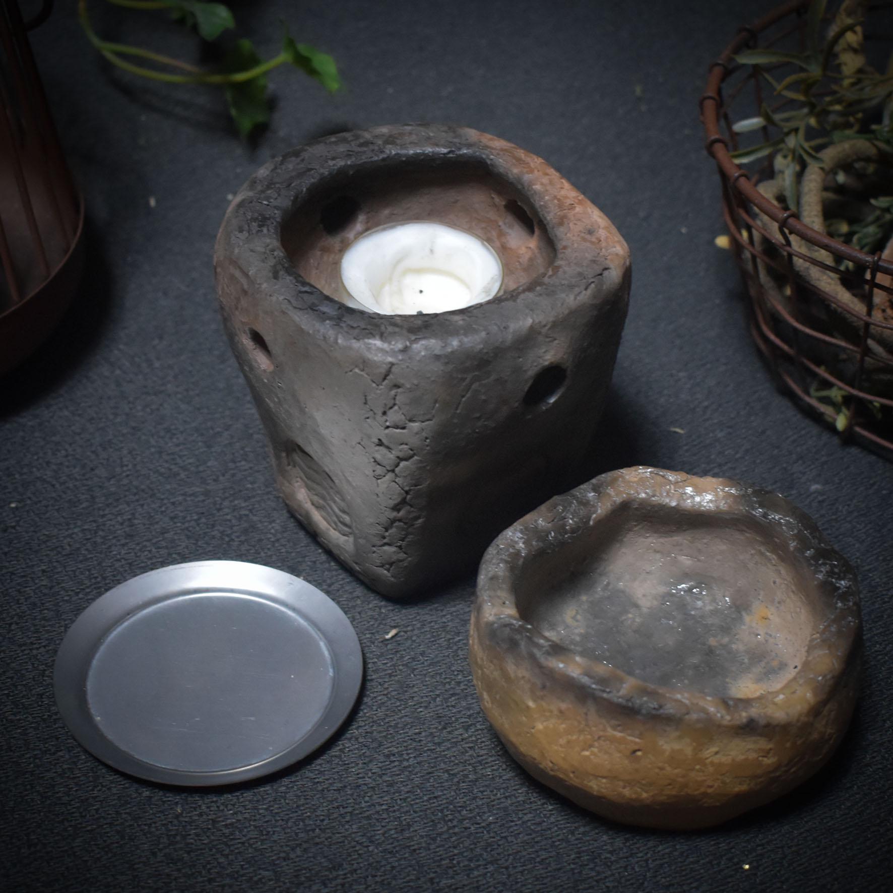 Elemente der Wandlung – 4-in-1 Räucherstövchen aus Rauchbrand-Keramik - Art.Nr.: RÄG029