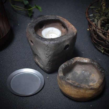 Elemente der Wandlung – 4-in-1 Räucherstövchen aus Rauchbrand-Keramik - Art.Nr.: RÄG029