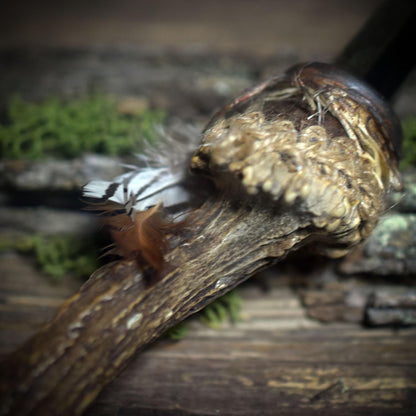 Ritualstab des Schutzes – Dein Begleiter aus Geweih und goldenem Obsidian