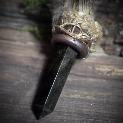 Ritualstab des Schutzes – Dein Begleiter aus Geweih und goldenem Obsidian - Art.Nr.: RST015