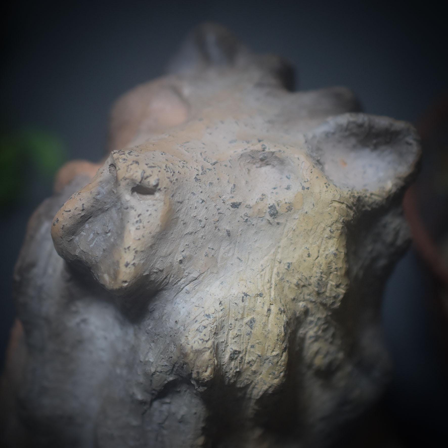 Krafttier Löwe – Feuergeborene Skulptur in Rauchbrandkunst - archaische Kunst - Schamanismus - Art.Nr.: SKU140