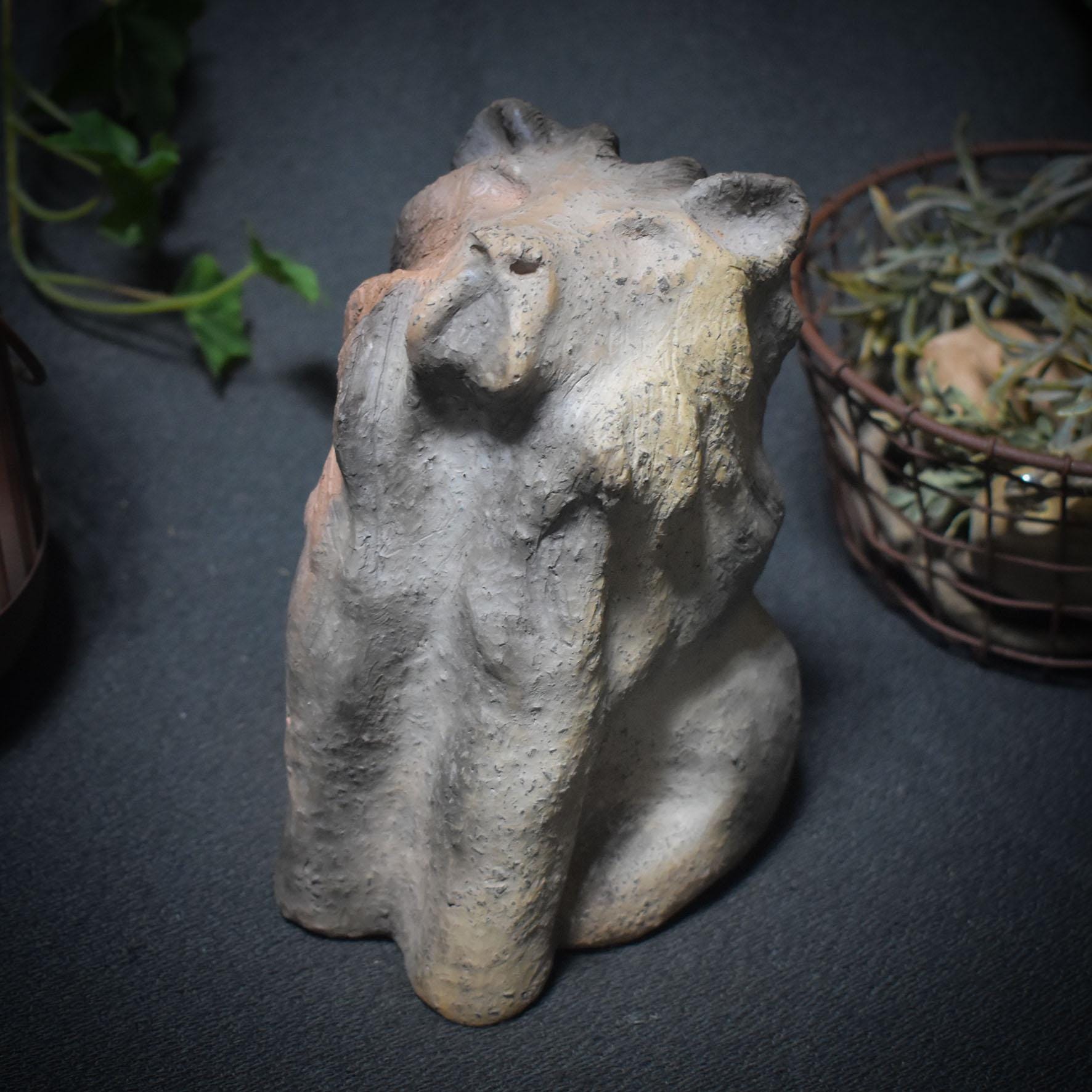 Krafttier Löwe – Feuergeborene Skulptur in Rauchbrandkunst - archaische Kunst - Schamanismus - Art.Nr.: SKU140