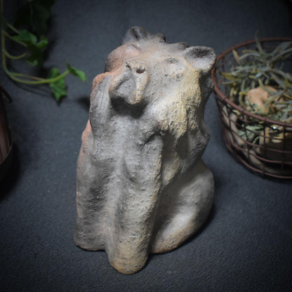 Krafttier Löwe – Feuergeborene Skulptur in Rauchbrandkunst - archaische Kunst - Schamanismus - Art.Nr.: SKU140