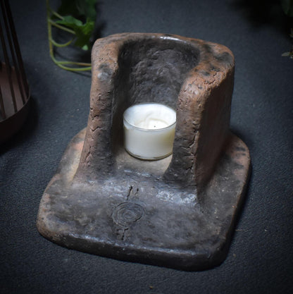 Hütte der Bärenkraft – 4-in-1 Gefäß - archaisch anmutend, aus Ton -Duftlampe/Räuchergefäß/Räucherstövchen/Teelichthalter