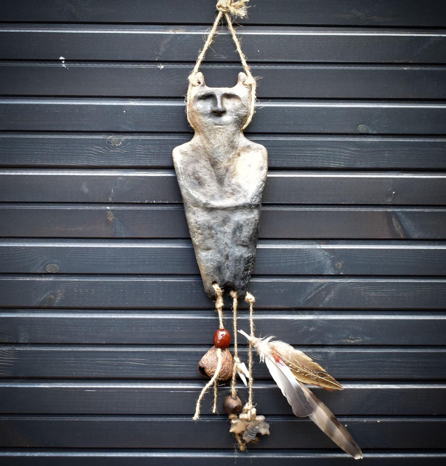 Cernunnos – Der Gehörnte Gott in Rauchbrandkunst als Wanddeko - archaisch anmutend