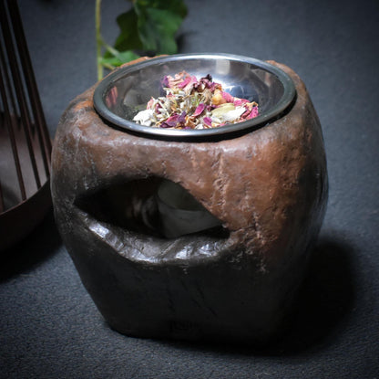 Vielseitiges 4-in-1 Räucherstövchen – Handgefertigte Rauchbrandkunst - Duftlampe/Teelichthalter/Räucherschale/Stövchen - Art.Nr.: RÄG051