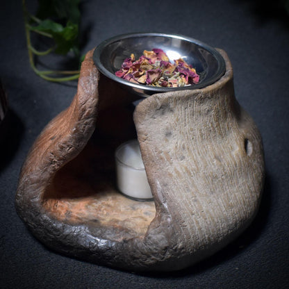 Vielseitiges 4-in-1 Räucherstövchen – traditionell gebrannter Ton - Duftlampe/Stövchen/Räucherschale/Teelichthalter - Art.Nr.: RÄG52