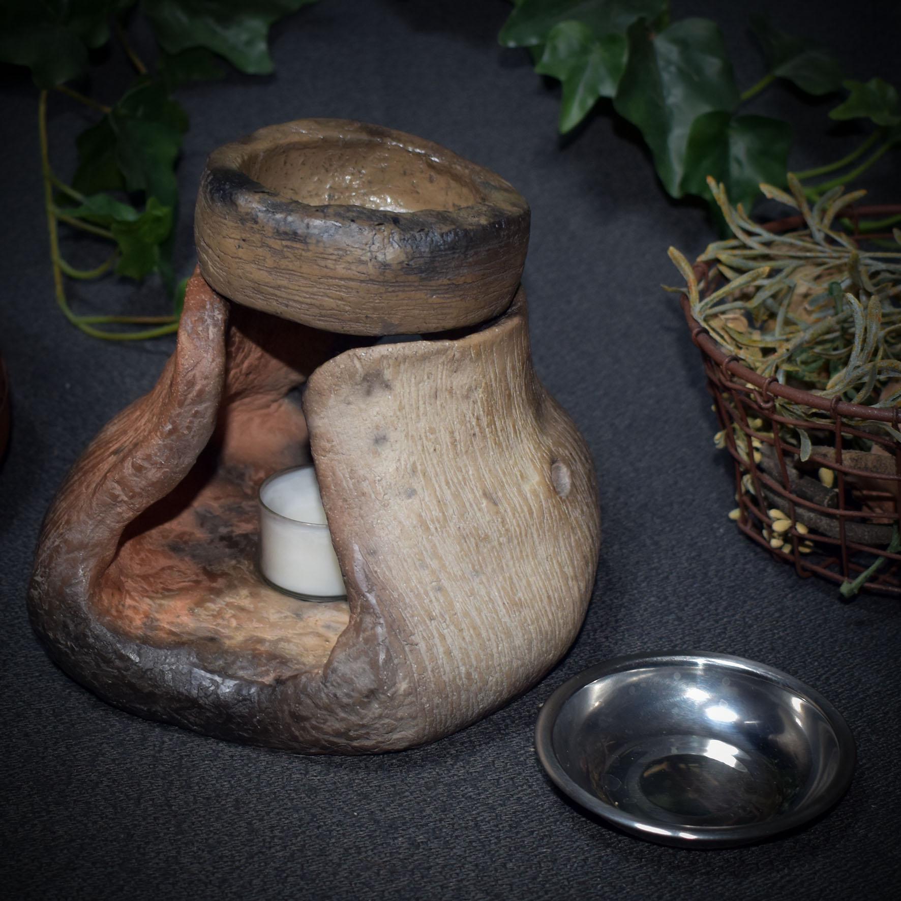 Vielseitiges 4-in-1 Räucherstövchen – traditionell gebrannter Ton - Duftlampe/Stövchen/Räucherschale/Teelichthalter - Art.Nr.: RÄG52