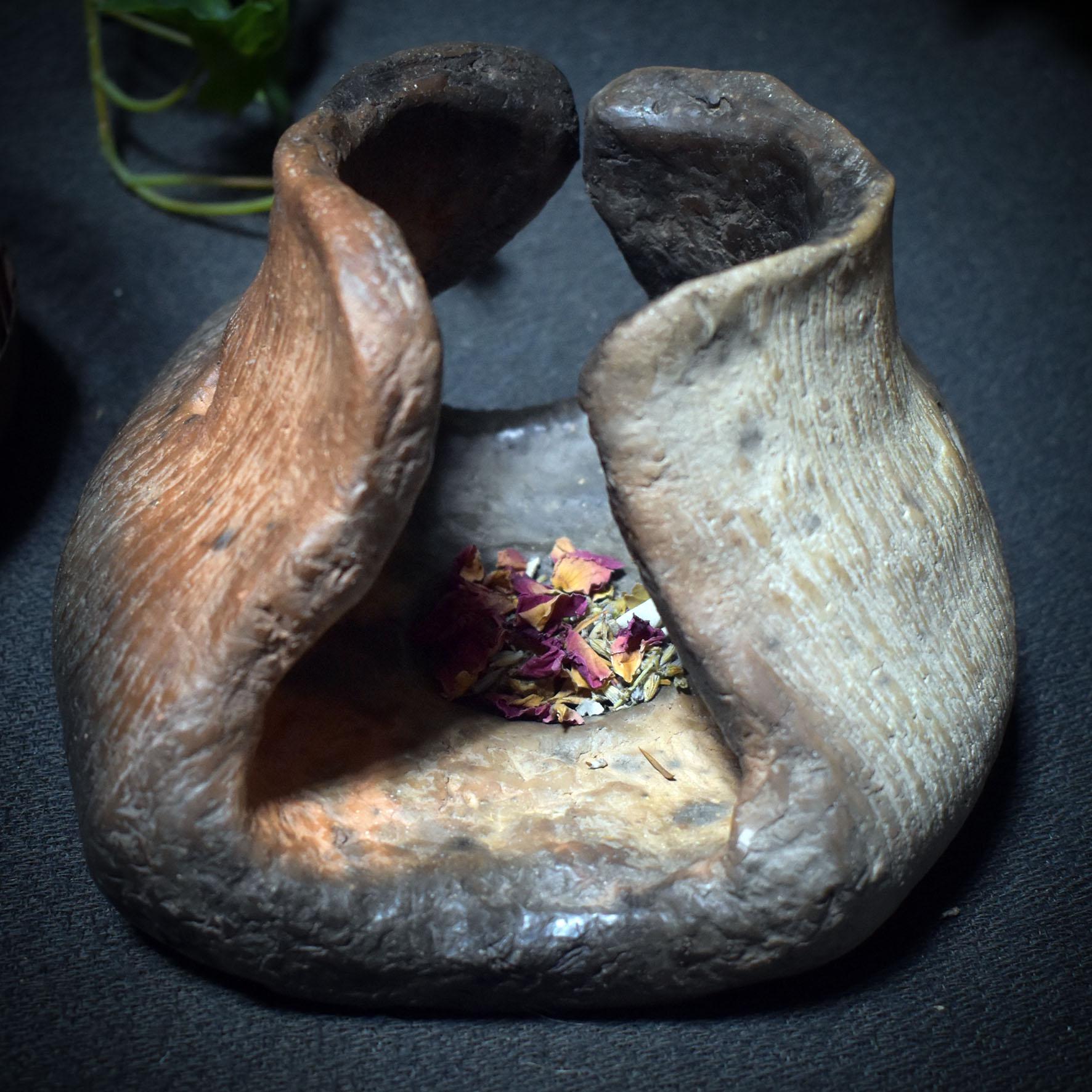 Vielseitiges 4-in-1 Räucherstövchen – traditionell gebrannter Ton - Duftlampe/Stövchen/Räucherschale/Teelichthalter - Art.Nr.: RÄG52