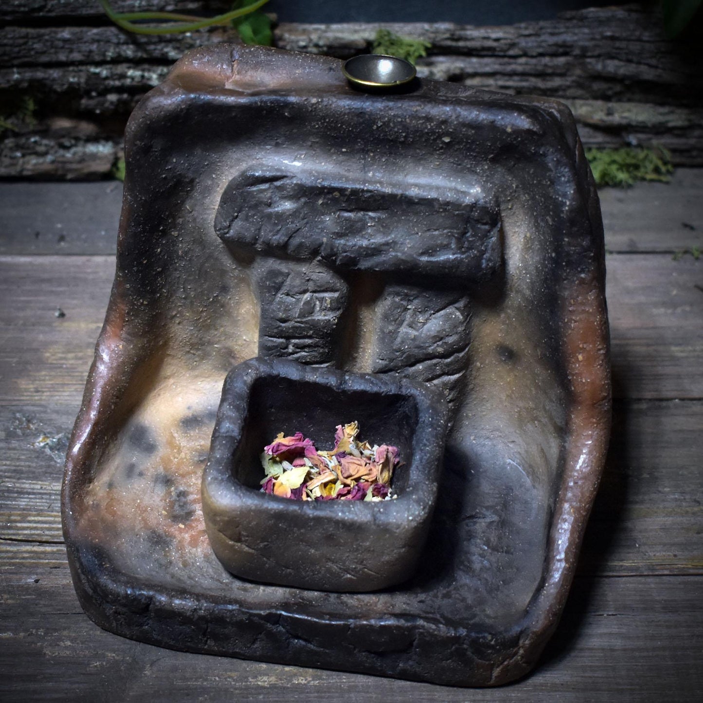 Rückfluss-Räucherkegelhalter Stonehenge – Rauchbrandkunst & Ritualkraft - 2 in 1 Räuchergefäß, Art.Nr.: RÄH024