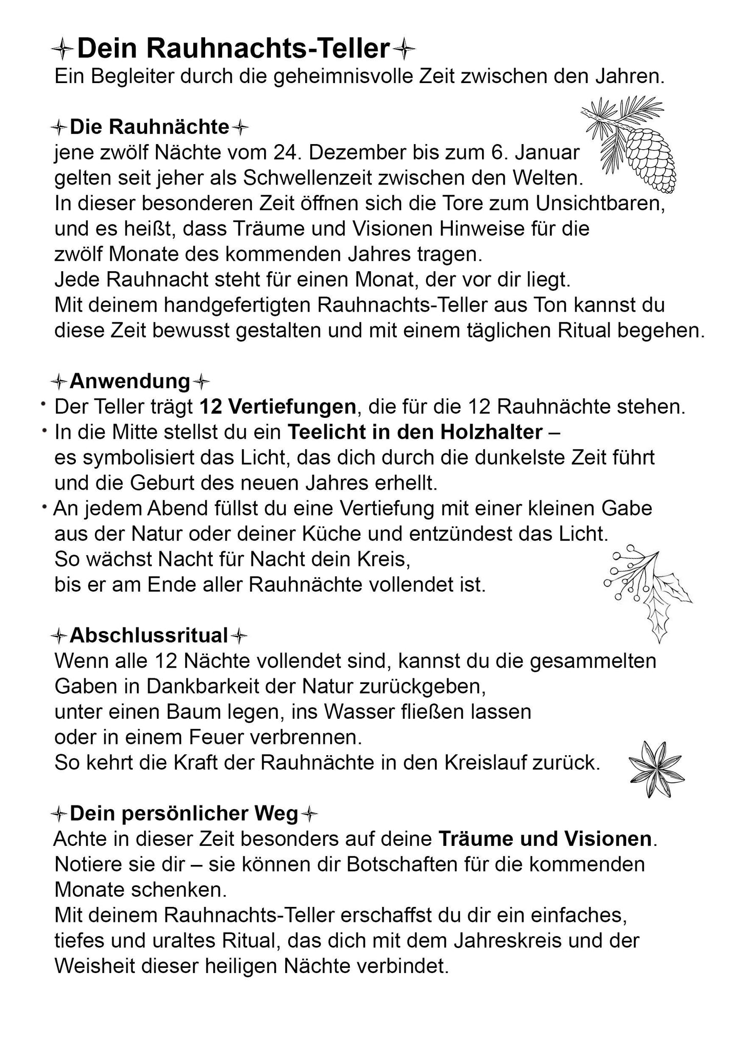 Dein Rauhnachtsbegleiter – Handgefertigter Ritualteller mit 12 Monatsmulden und wählbarem Symboldesign - Art.Nr.: JUL006