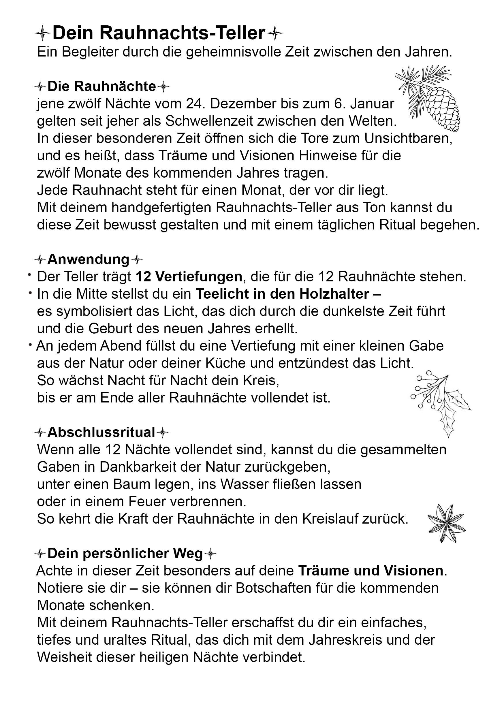 Dein Rauhnachtsbegleiter – Handgefertigter Ritualteller mit 12 Monatsmulden und wählbarem Symboldesign - Art.Nr.: JUL006