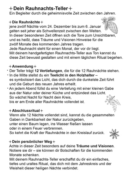 Dein Rauhnachtsbegleiter – Handgefertigter Ritualteller mit 12 Monatsmulden und wählbarem Symboldesign - Art.Nr.: JUL006