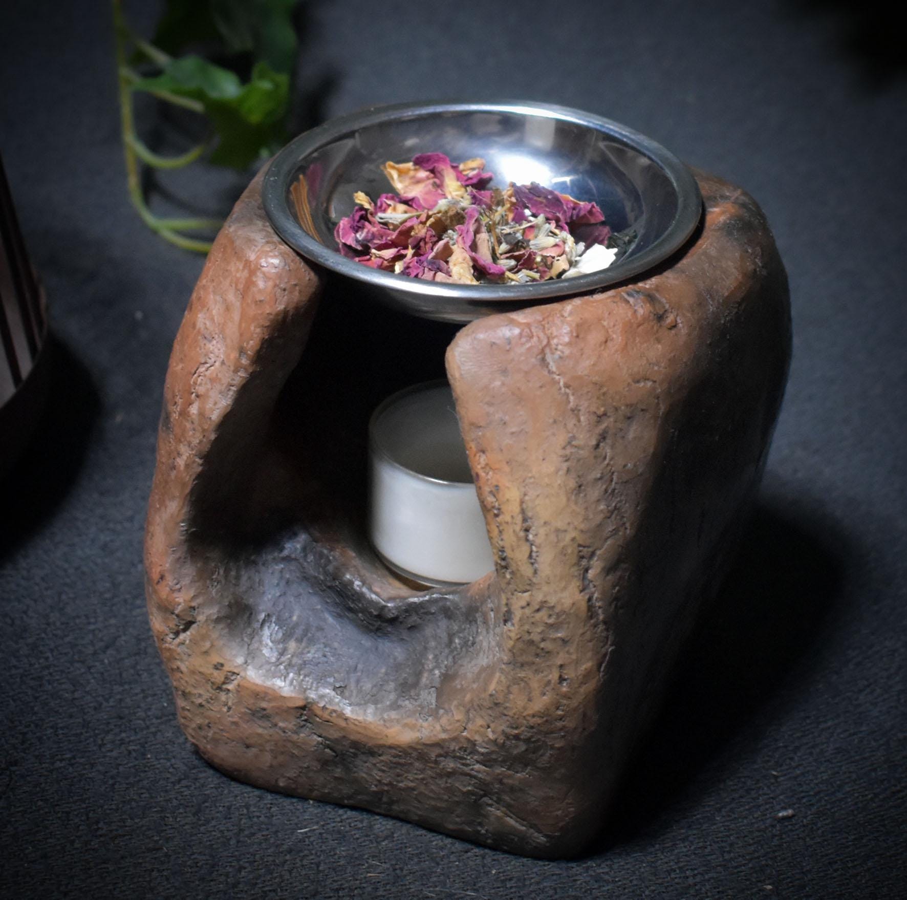 Vielseitiges 4-in-1 Räucherstövchen – Handgefertigte Rauchbrandkunst - Duftlampe/Teelichthalter/Räucherschale/Stövchen - Art.Nr.: RÄG051
