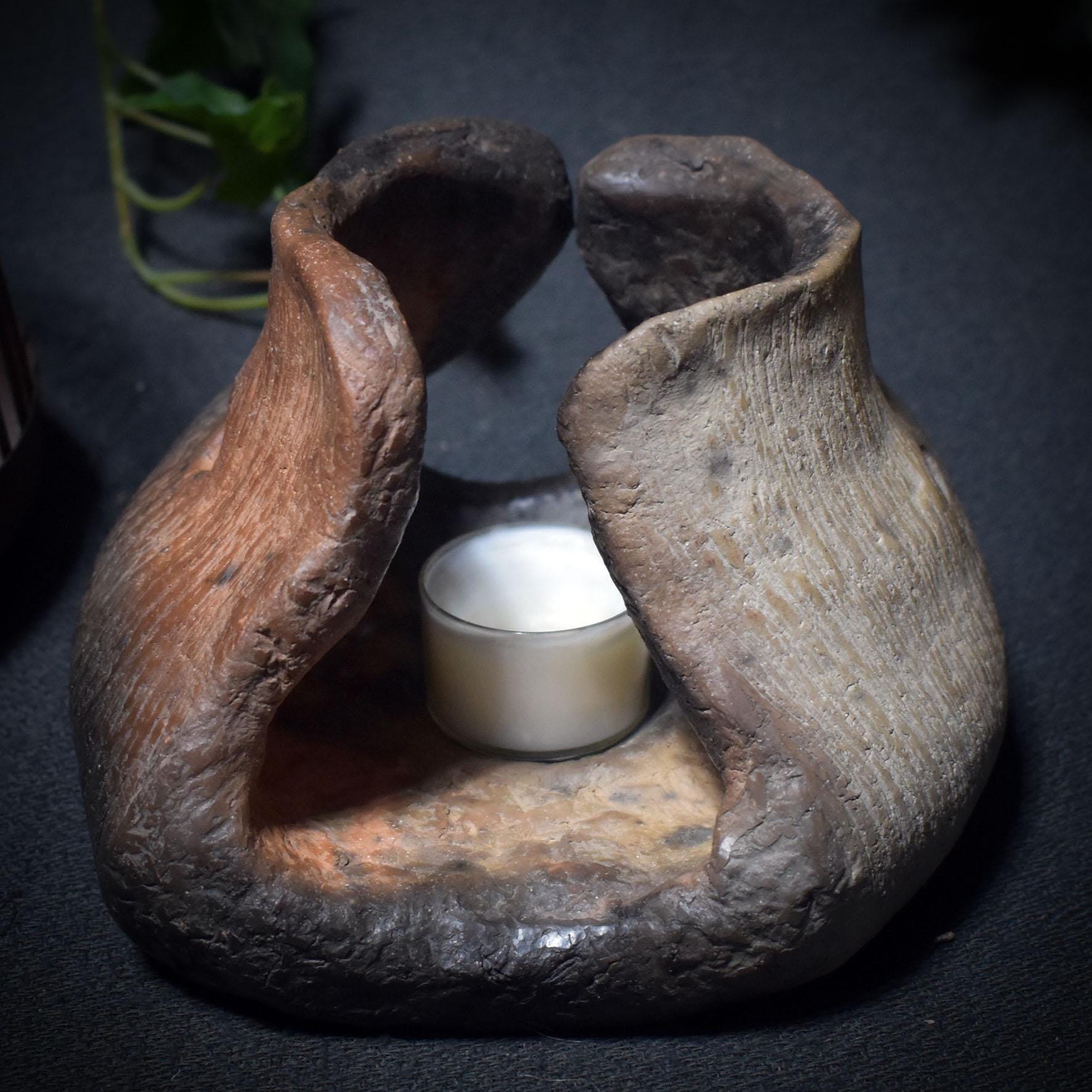 Vielseitiges 4-in-1 Räucherstövchen – traditionell gebrannter Ton - Duftlampe/Stövchen/Räucherschale/Teelichthalter - Art.Nr.: RÄG52