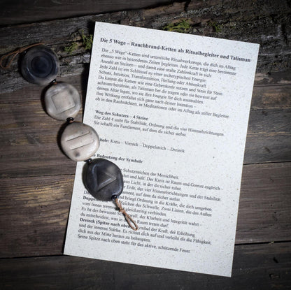 Weg des Schutzes – Rauchbrand-Kette mit 4 Steinen für Erdung und innere Stärke - Art.Nr.: WKR002