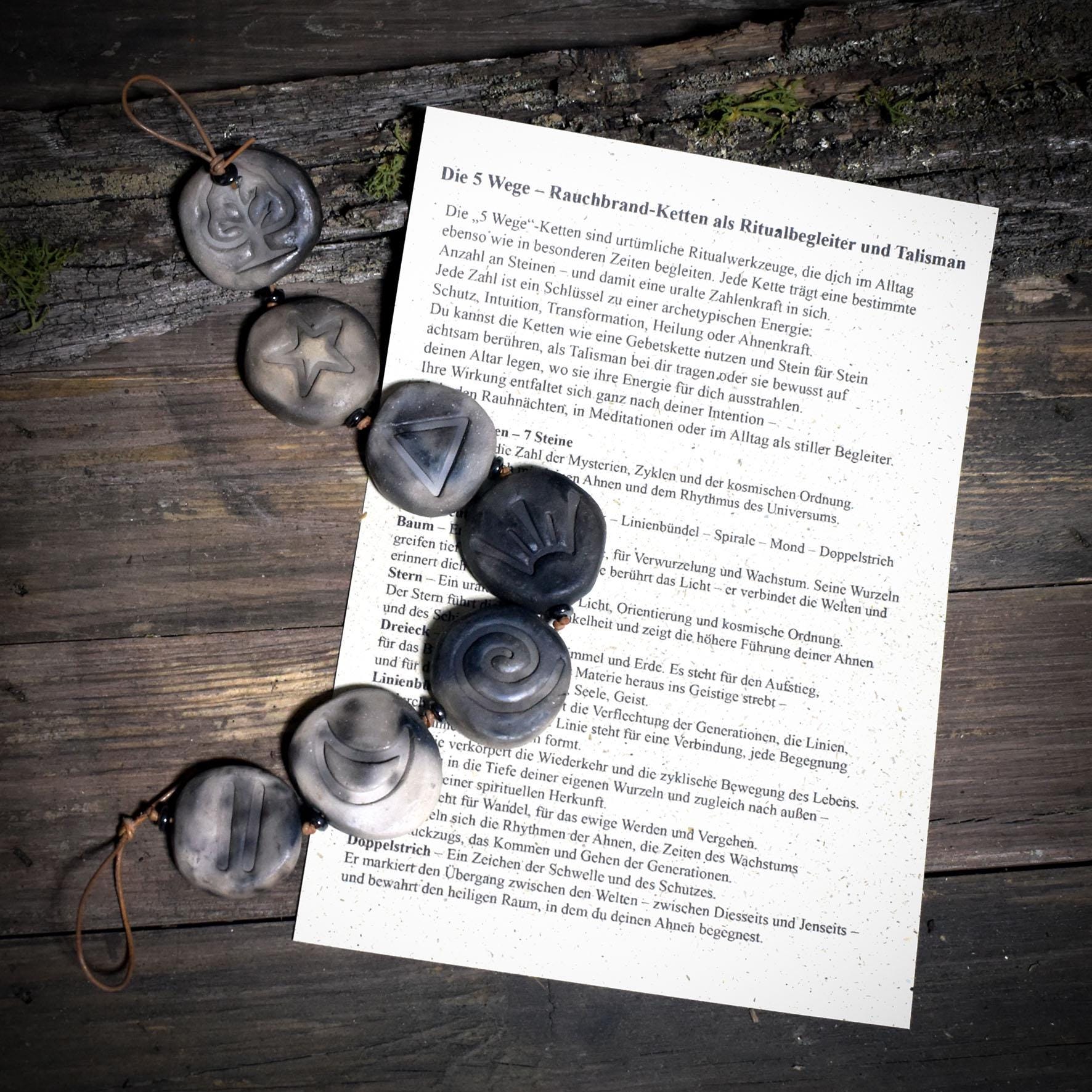 Weg der Ahnen – Rauchbrand-Kette mit 7 Steinen für Erinnerung und Verbindung - Art.Nr.: WKR005