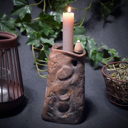 Licht der Großen Göttin – archaischer Kerzen- und Rückfluss - Räucherkegelhalter/Rauchbrandkunst - heidnische Weihnachten - Art.Nr.: JUL005