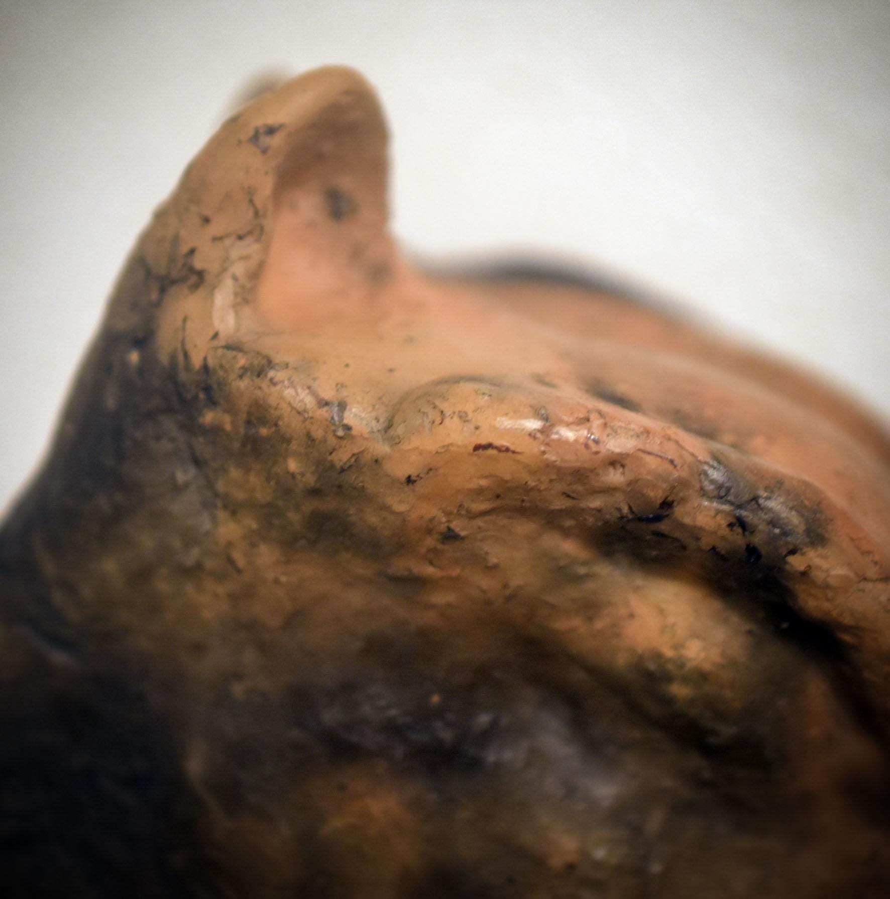 Wanddeko Fuchs – traditionelle Tonkunst mit Holzperlen und bernsteinartiger Harzperle - Art.Nr.: HEX028